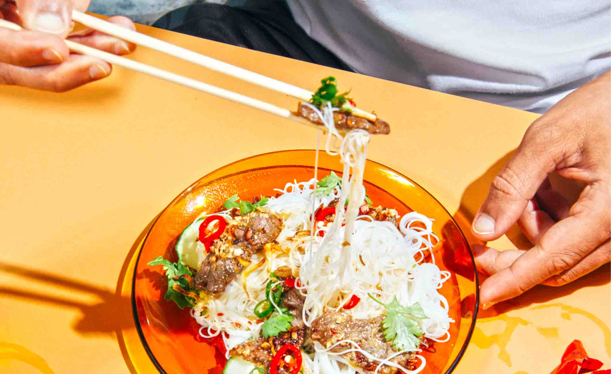 Vietnam in 7 days, eating Vietnamese food vermicelli noodles