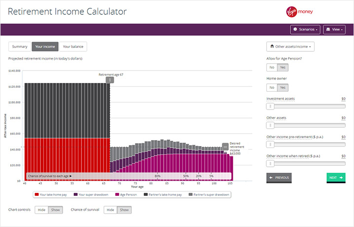 Retirement income simulator